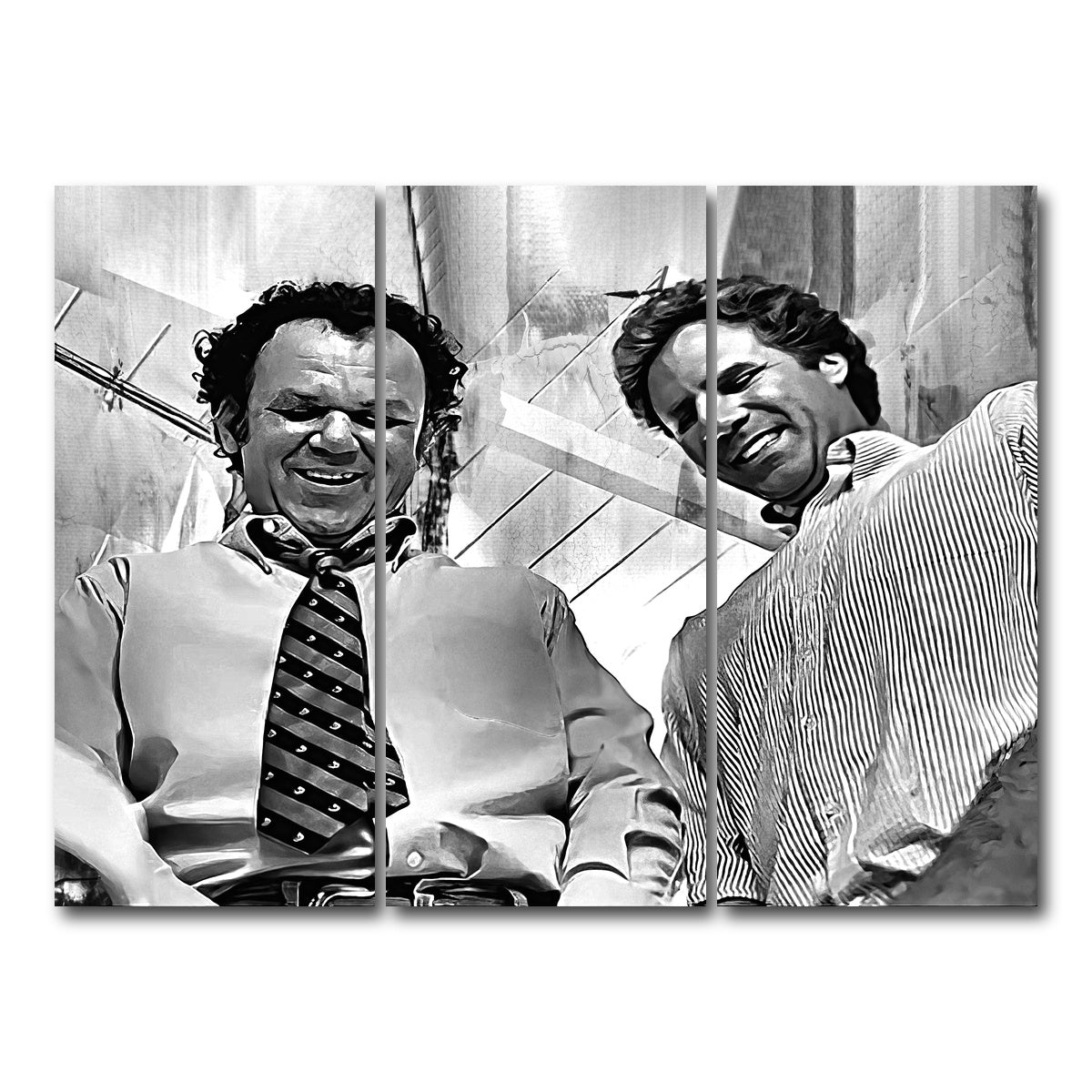 AUTO-MOCKUP WHITE | Step Brothers - Crossing Streams Grayscale | 3 Piece | Gallery Wrap Canvas | group=8x18