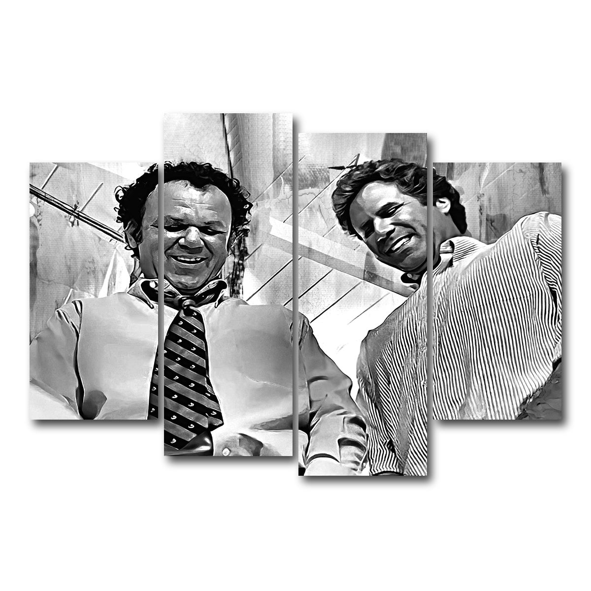 AUTO-MOCKUP WHITE | Step Brothers - Crossing Streams Grayscale | 4 Piece | Gallery Wrap Canvas | group=4_short