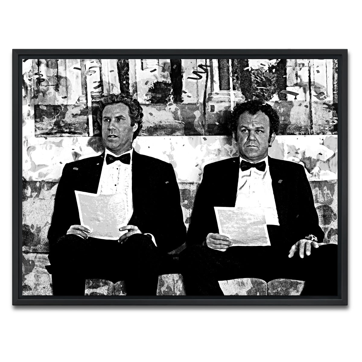 AUTO-MOCKUP WHITE | Step Brothers Grayscale | 1 Piece | Black Framed Canvas | group=4x3