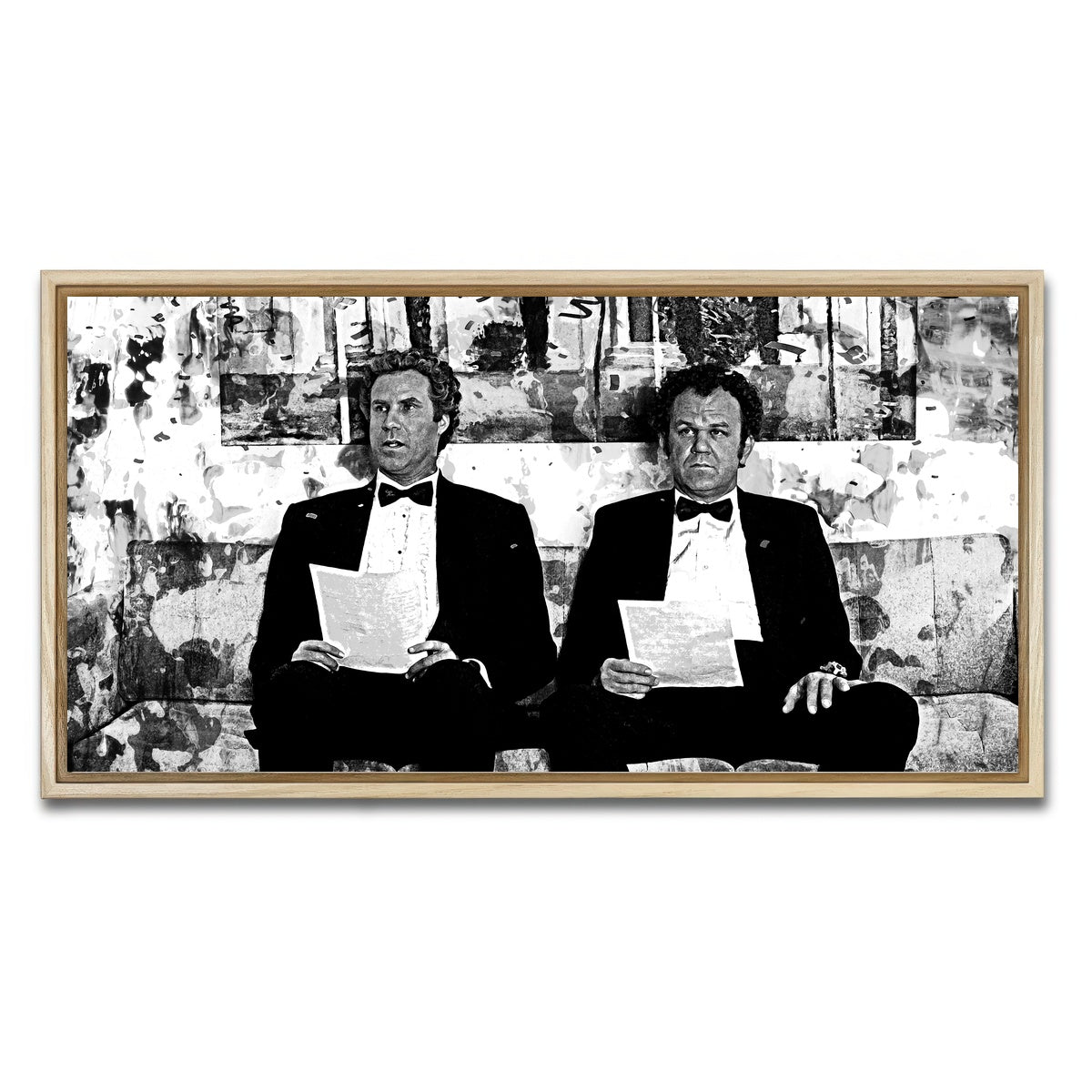 AUTO-MOCKUP WHITE | Step Brothers Grayscale | 1 Piece | Natural Framed Canvas | group=2x1