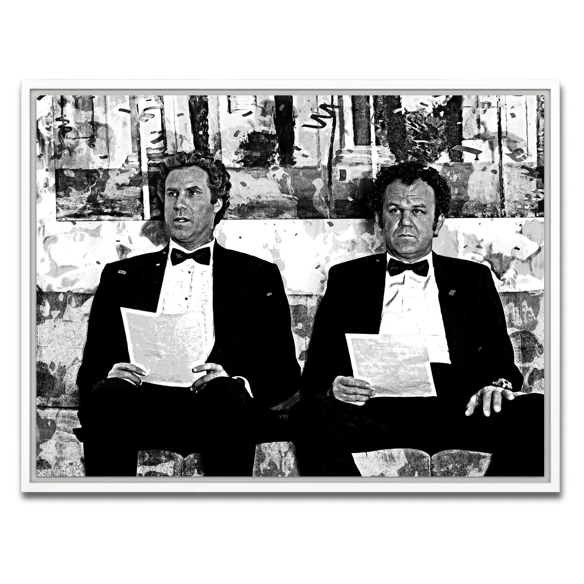 AUTO-MOCKUP WHITE | Step Brothers Grayscale | 1 Piece | White Framed Canvas | group=4x3
