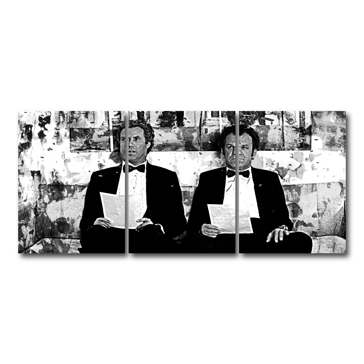 AUTO-MOCKUP WHITE | Step Brothers Grayscale | 3 Piece | Gallery Wrap Canvas | group=18x24