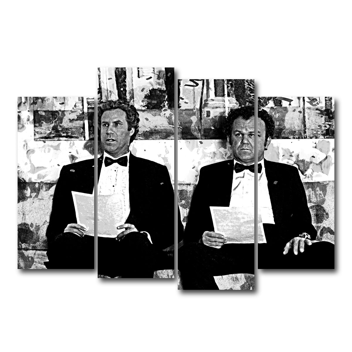 AUTO-MOCKUP WHITE | Step Brothers Grayscale | 4 Piece | Gallery Wrap Canvas | group=4_normal
