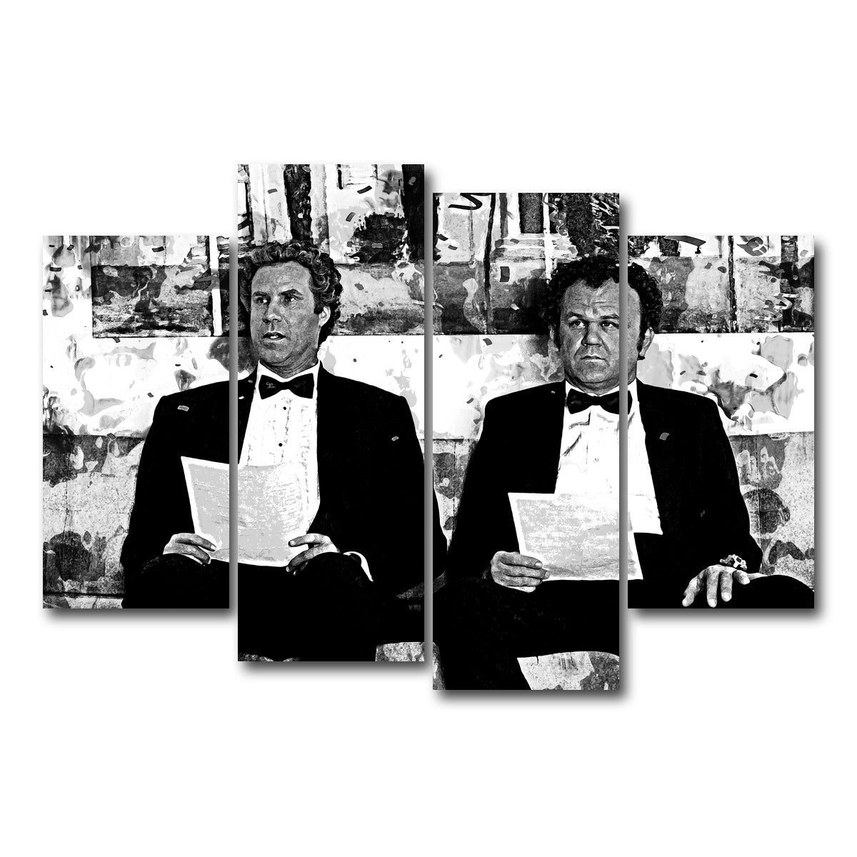 AUTO-MOCKUP WHITE | Step Brothers Grayscale | 4 Piece | Gallery Wrap Canvas | group=4_short