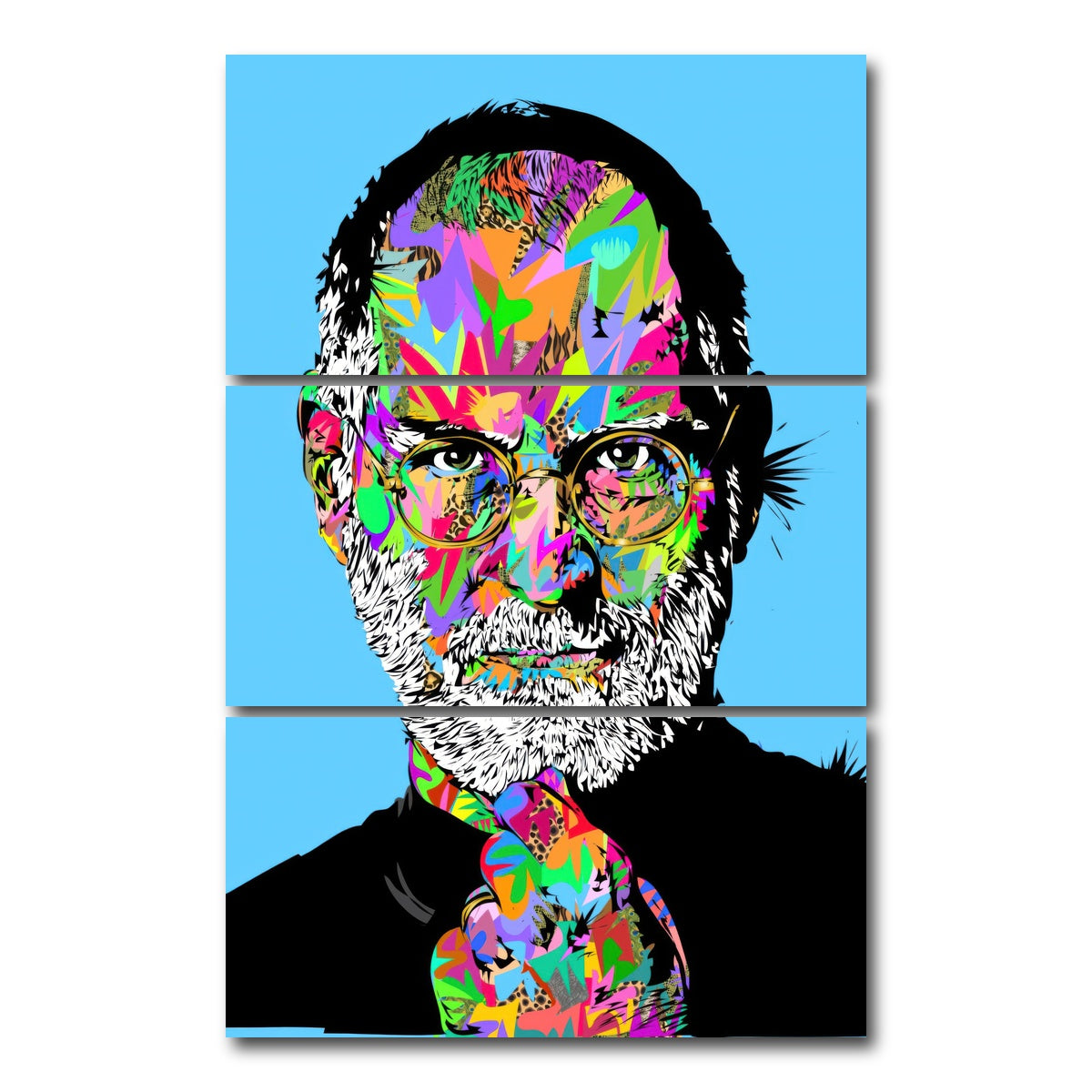 AUTO-MOCKUP WHITE | Steve Jobs | 3 Piece | Gallery Wrap Canvas | group=12x24_stacked