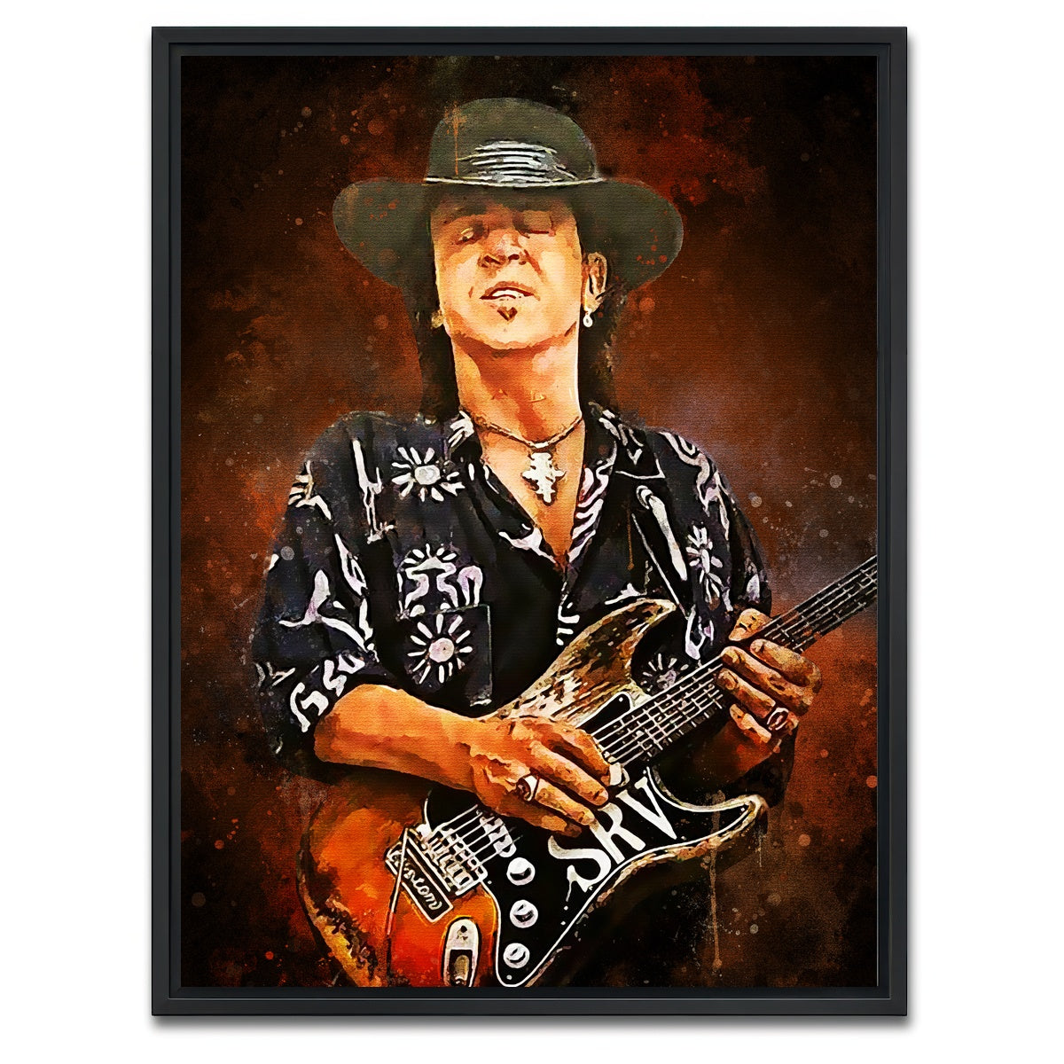 AUTO-MOCKUP WHITE | Stevie Ray Vaughan Painting | 1 Piece | Black Framed Canvas | group=3x4