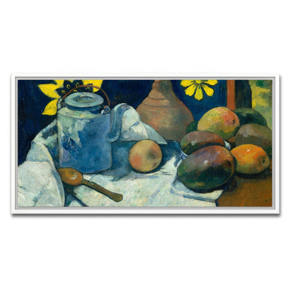 AUTO-MOCKUP WHITE | Still Life with Teapot and Fruit | 1 Piece | White Framed Canvas | group=2x1