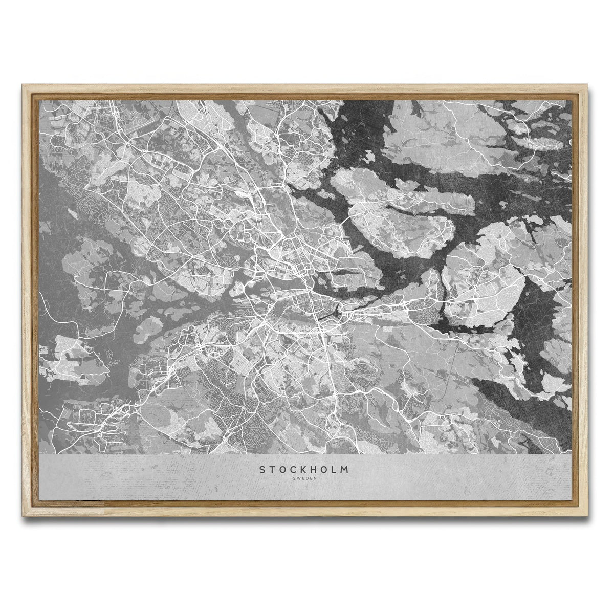 AUTO-MOCKUP WHITE | Stockholm Map 2 | 1 Piece | Natural Framed Canvas | group=4x3