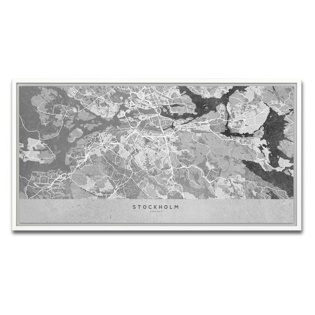 AUTO-MOCKUP WHITE | Stockholm Map 2 | 1 Piece | White Framed Canvas | group=2x1
