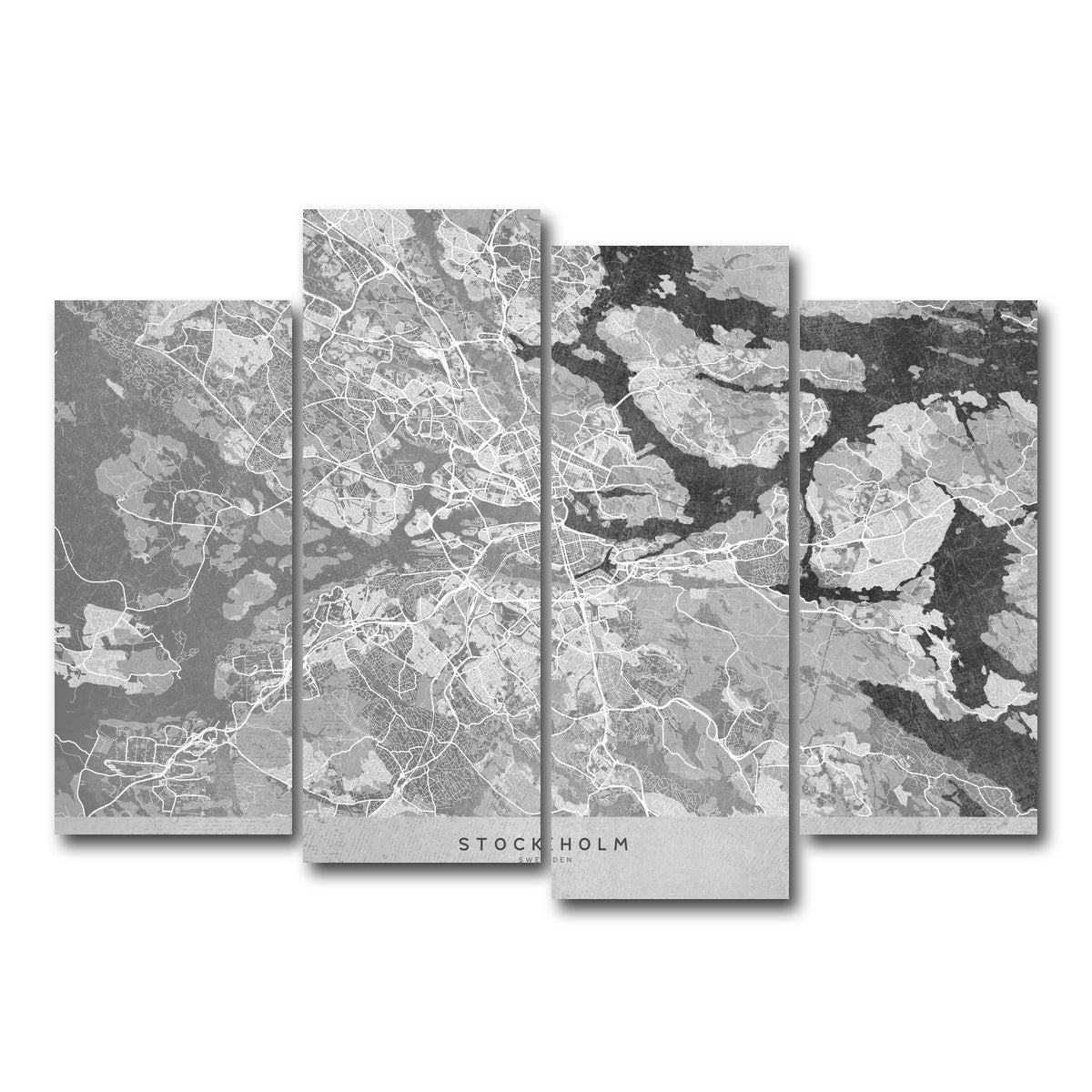 AUTO-MOCKUP WHITE | Stockholm Map 2 | 4 Piece | Gallery Wrap Canvas | group=4_normal
