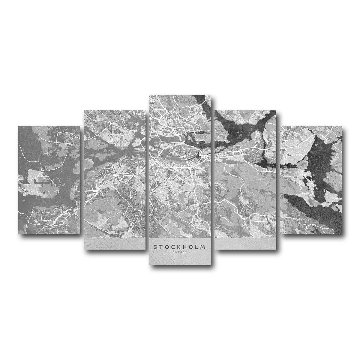 AUTO-MOCKUP WHITE | Stockholm Map 2 | 5 Piece | Gallery Wrap Canvas | group=5_normal