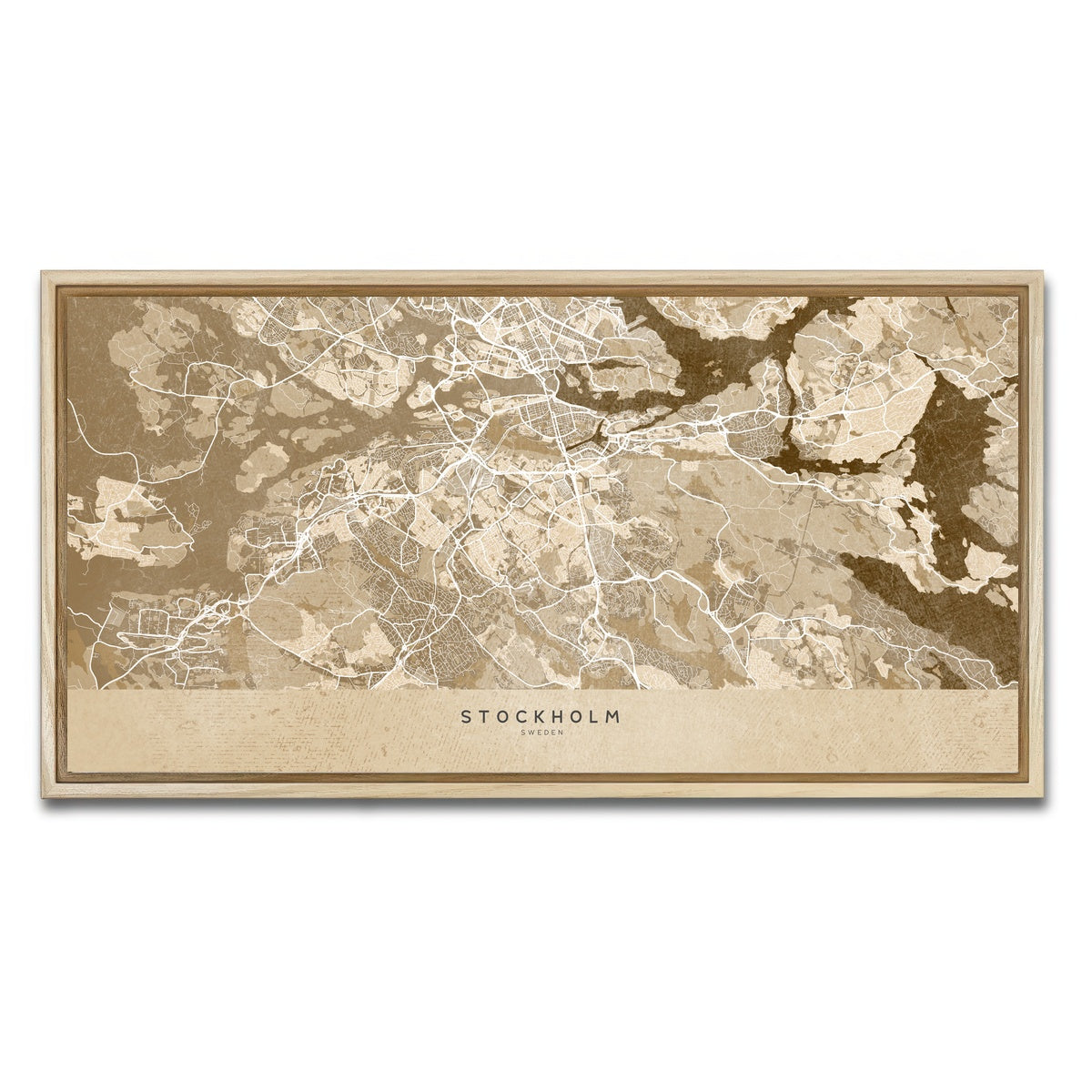 AUTO-MOCKUP WHITE | Stockholm Map | 1 Piece | Natural Framed Canvas | group=2x1