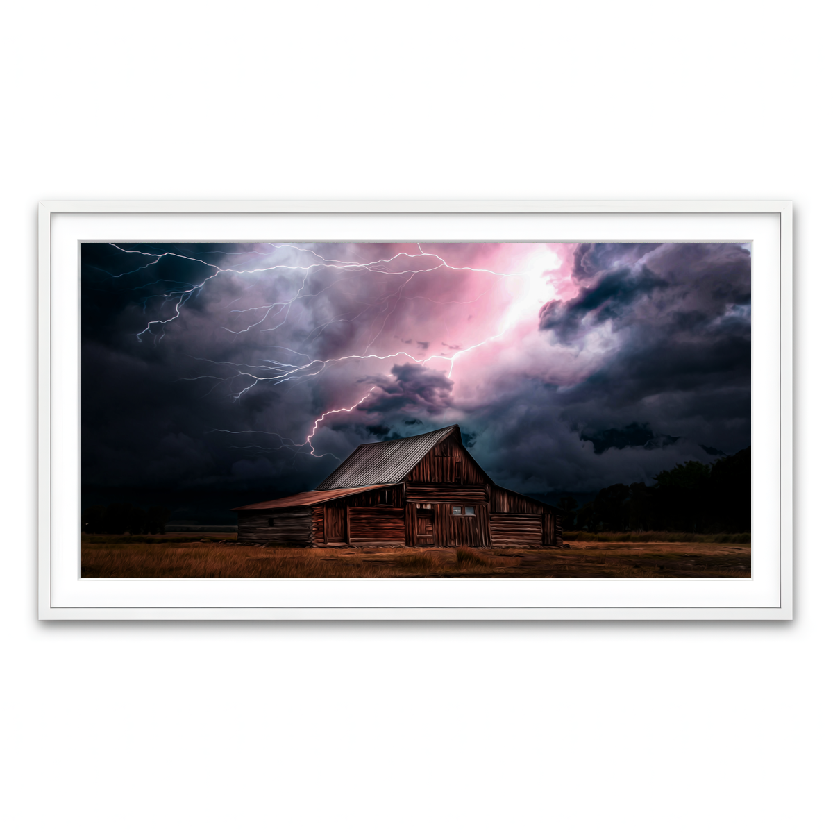 Framed Print 2x1 White