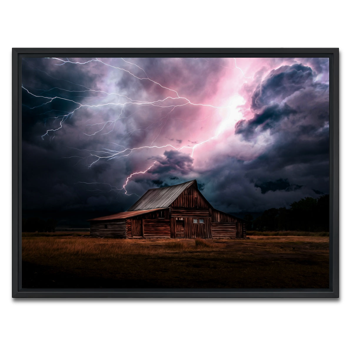 AUTO-MOCKUP WHITE | Storm Over the House | 1 Piece | Black Framed Canvas | group=4x3