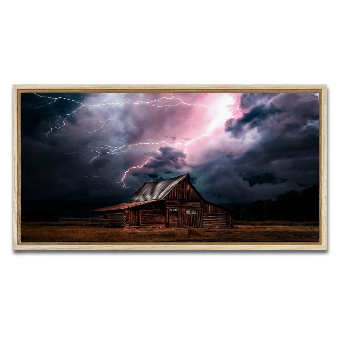 AUTO-MOCKUP WHITE | Storm Over the House | 1 Piece | Natural Framed Canvas | group=2x1