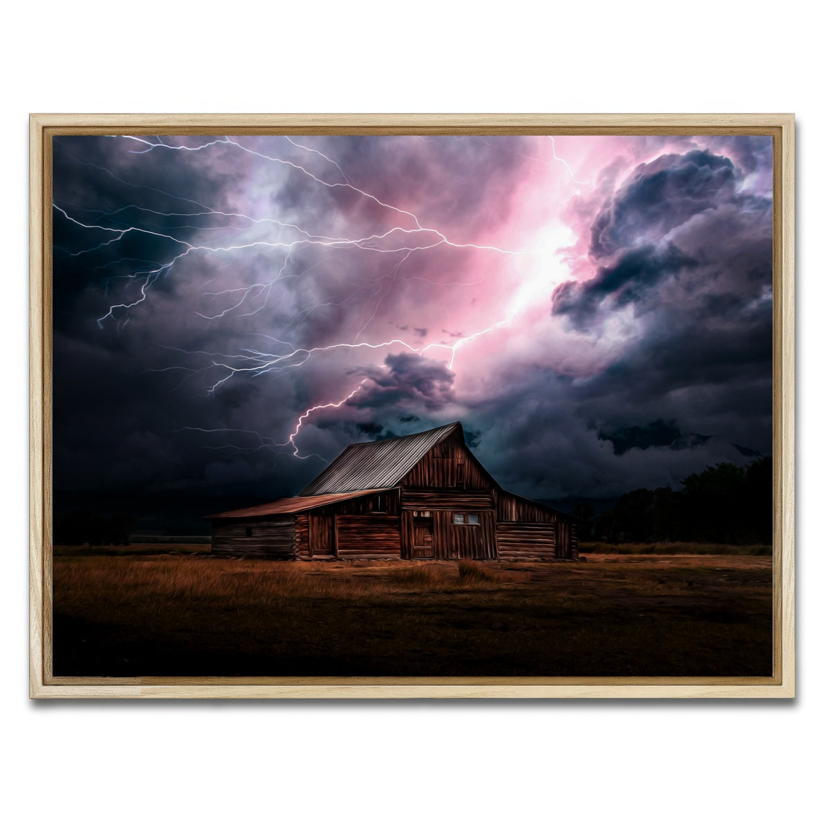 AUTO-MOCKUP WHITE | Storm Over the House | 1 Piece | Natural Framed Canvas | group=4x3