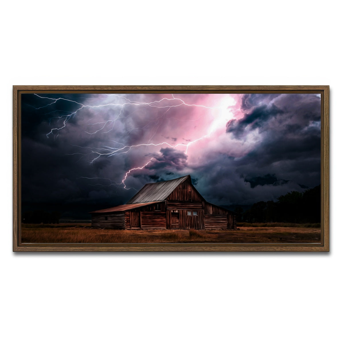 AUTO-MOCKUP WHITE | Storm Over the House | 1 Piece | Walnut Framed Canvas | group=2x1