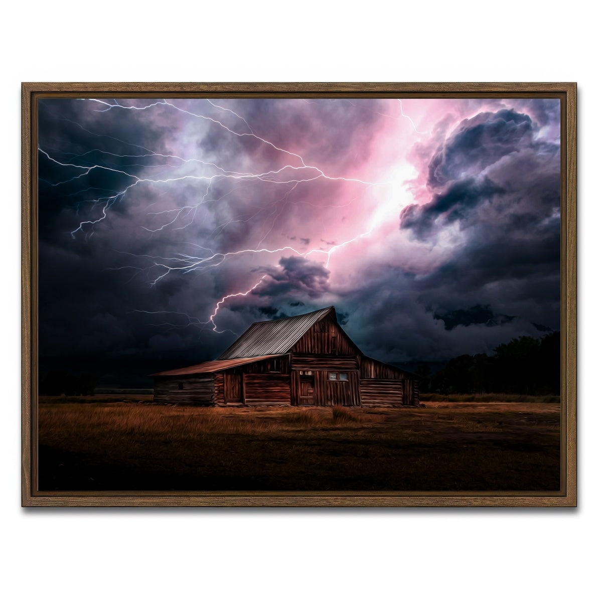 AUTO-MOCKUP WHITE | Storm Over the House | 1 Piece | Walnut Framed Canvas | group=4x3