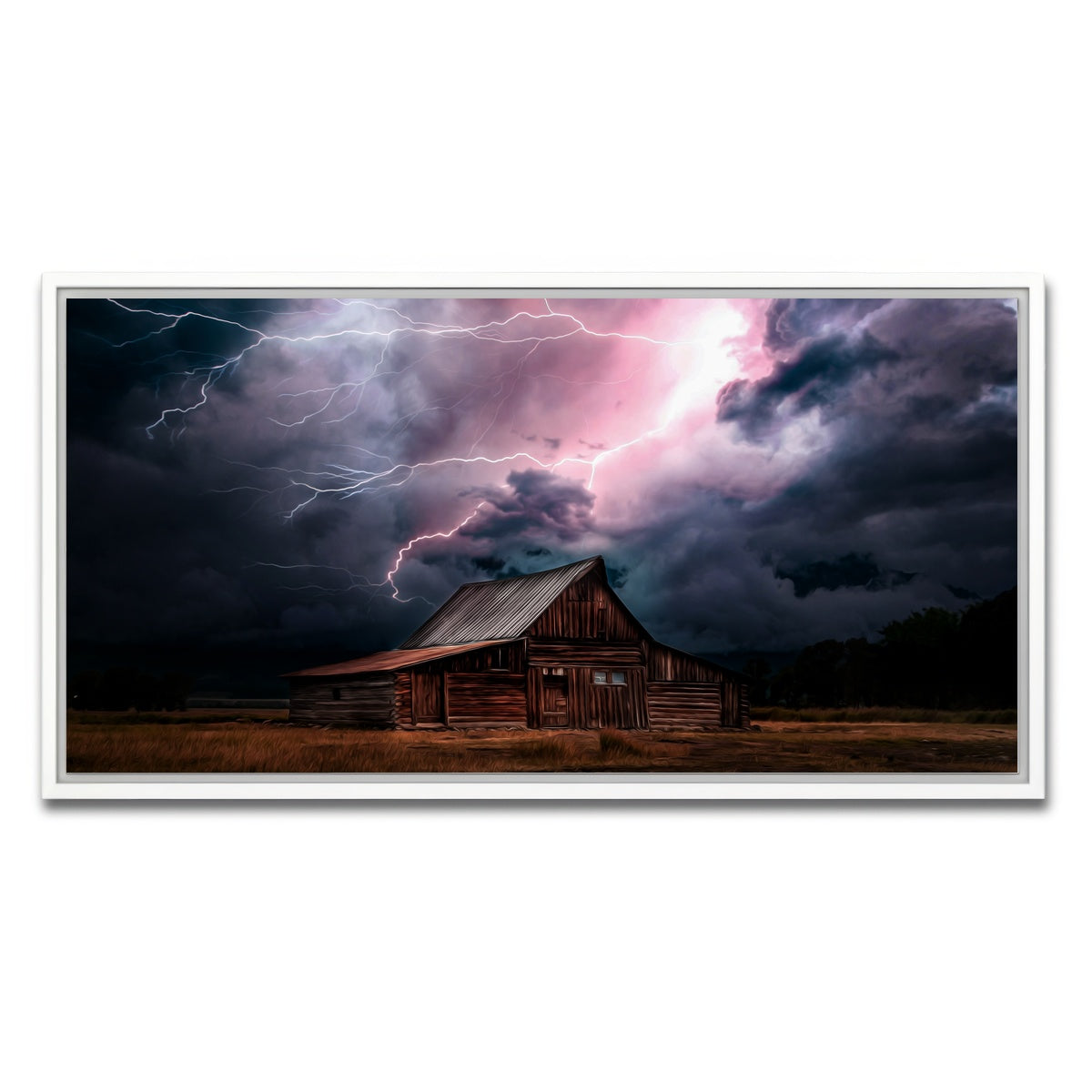 AUTO-MOCKUP WHITE | Storm Over the House | 1 Piece | White Framed Canvas | group=2x1