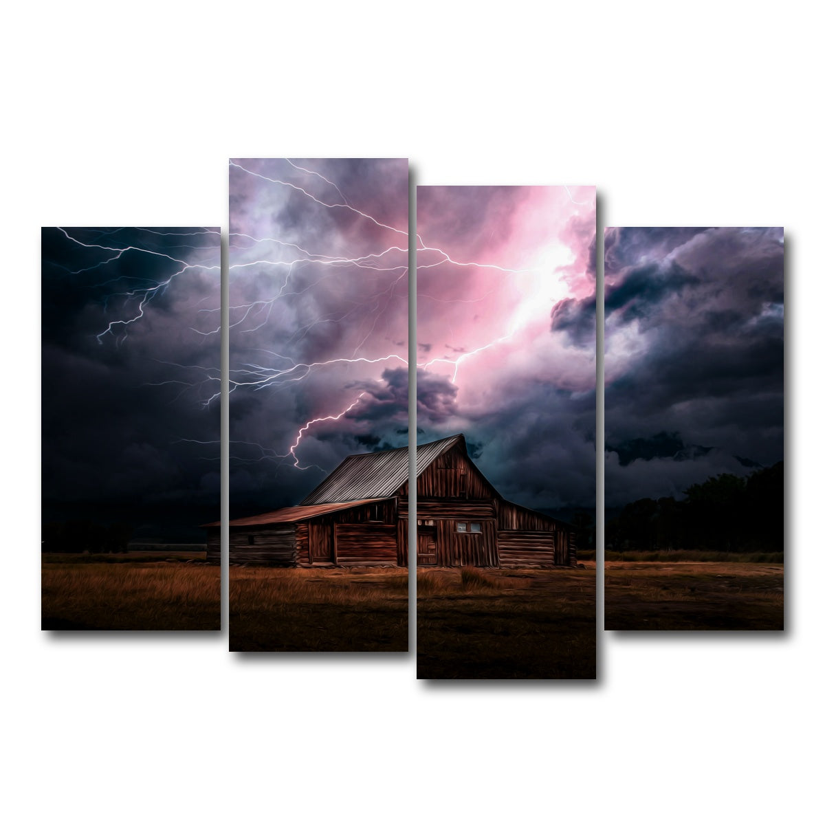 AUTO-MOCKUP WHITE | Storm Over the House | 4 Piece | Gallery Wrap Canvas | group=4_normal