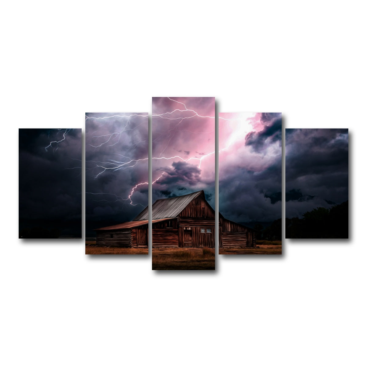 AUTO-MOCKUP WHITE | Storm Over the House | 5 Piece | Gallery Wrap Canvas | group=5_normal