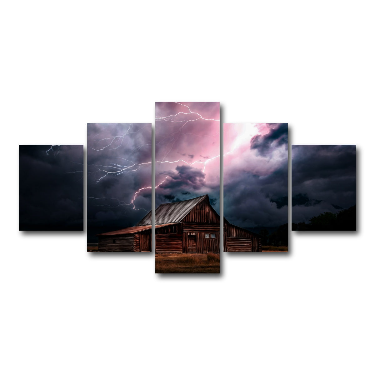 AUTO-MOCKUP WHITE | Storm Over the House | 5 Piece | Gallery Wrap Canvas | group=5_short