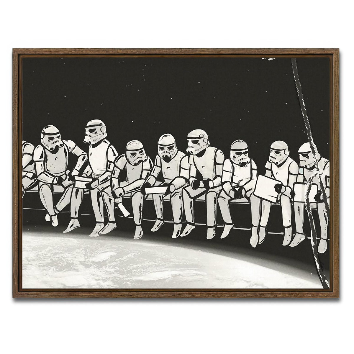 AUTO-MOCKUP WHITE | Storm Trooper Lunch on a Skyscraper | 1 Piece | Walnut Framed Canvas | group=4x3