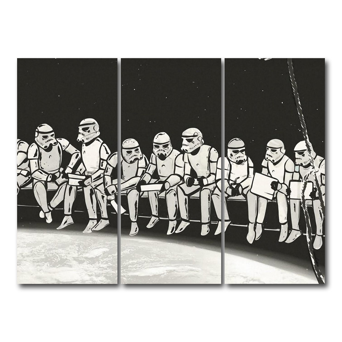 AUTO-MOCKUP WHITE | Storm Trooper Lunch on a Skyscraper | 3 Piece | Gallery Wrap Canvas | group=8x18