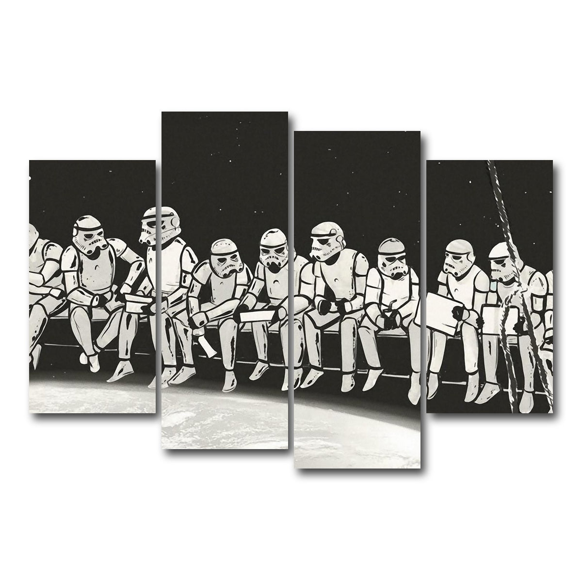 AUTO-MOCKUP WHITE | Storm Trooper Lunch on a Skyscraper | 4 Piece | Gallery Wrap Canvas | group=4_short