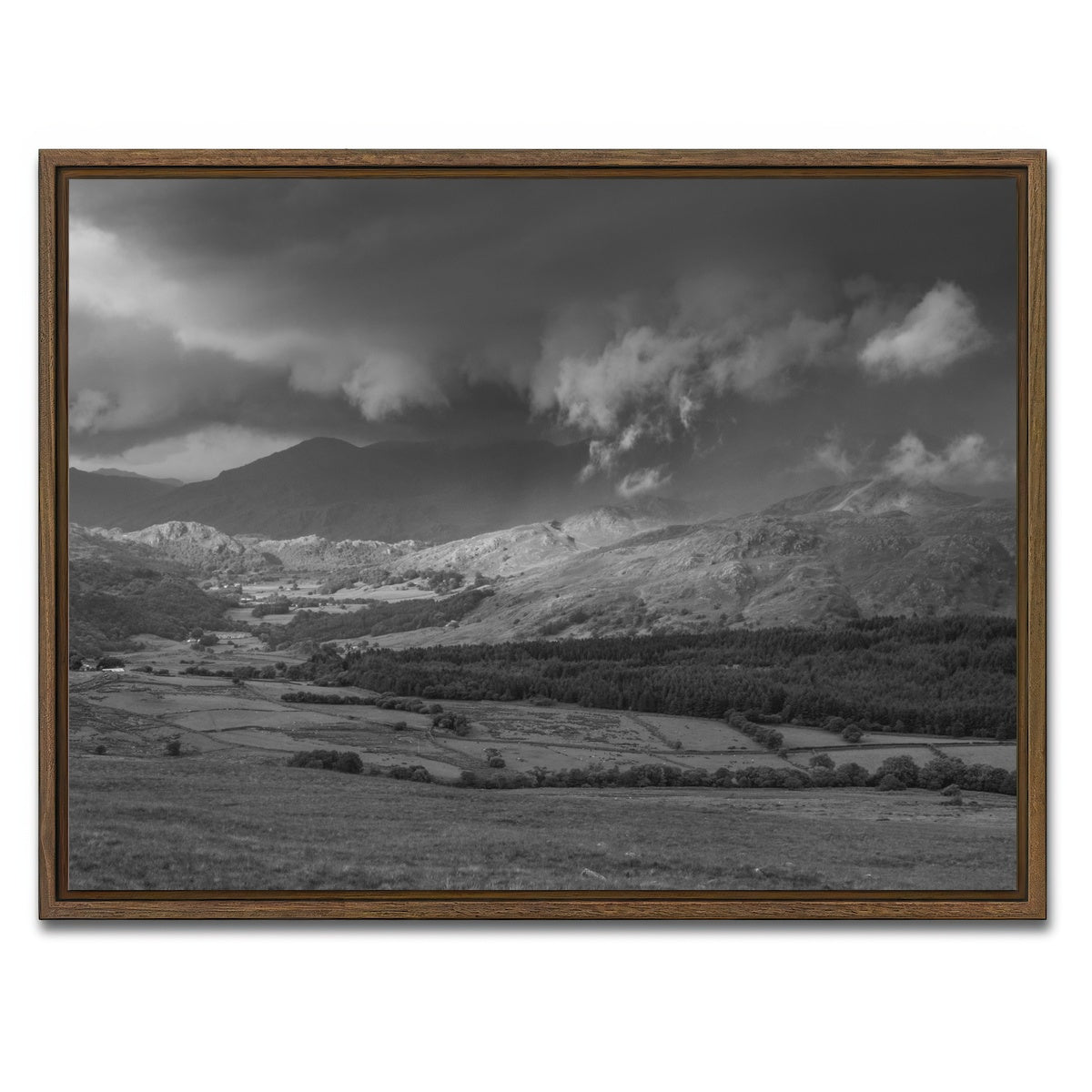 AUTO-MOCKUP WHITE | Stormy Fields | 1 Piece | Walnut Framed Canvas | group=4x3