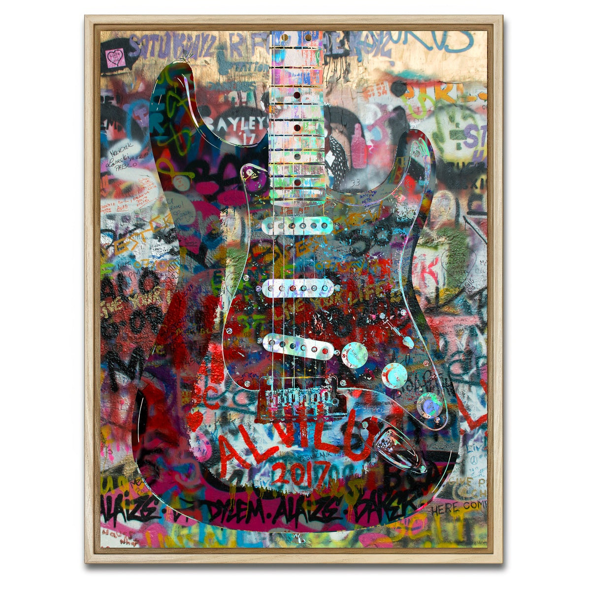 AUTO-MOCKUP WHITE | Strat Heavy Graffiti | 1 Piece | Natural Framed Canvas | group=3x4