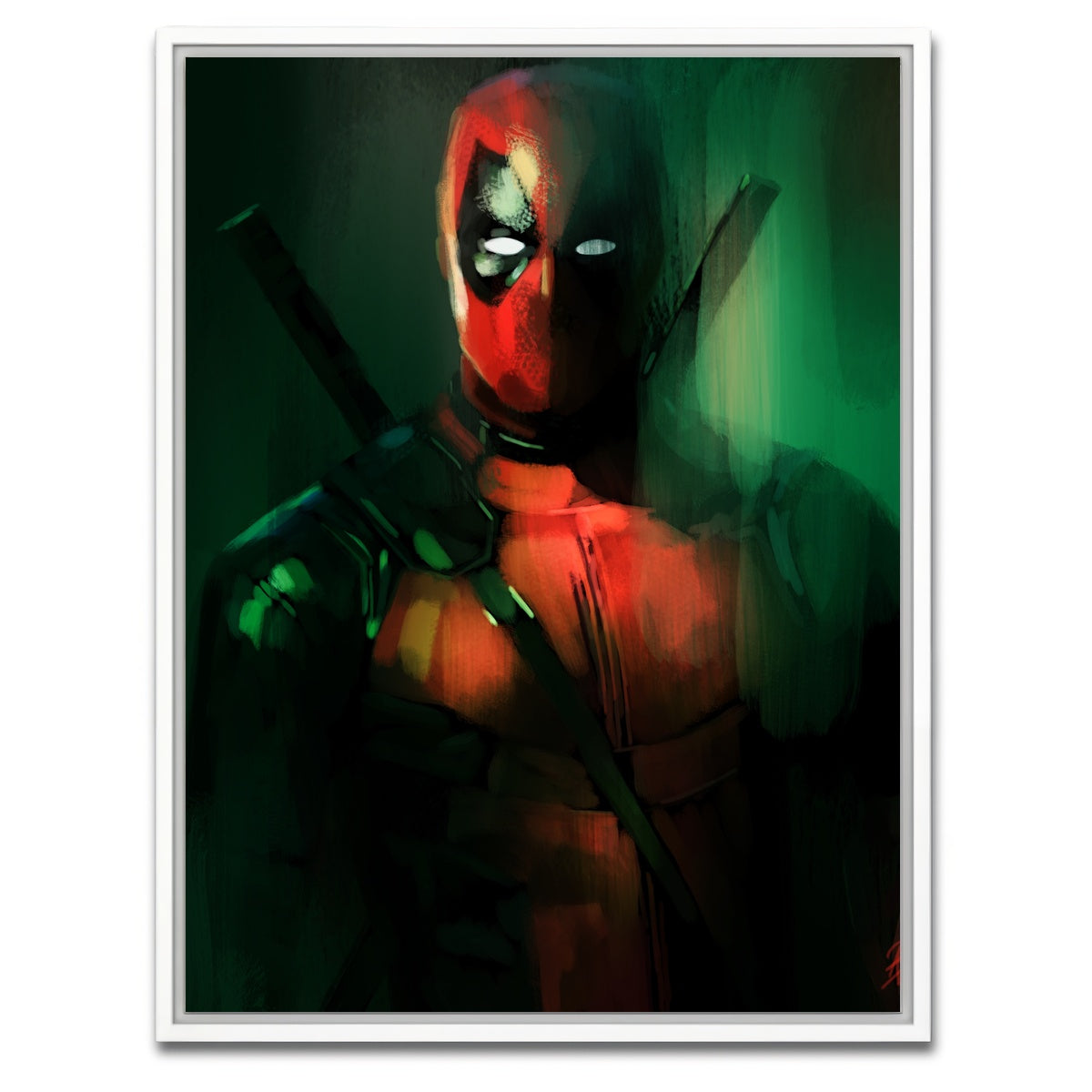 AUTO-MOCKUP WHITE | Streaks of Deadpool | 1 Piece | White Framed Canvas | group=3x4