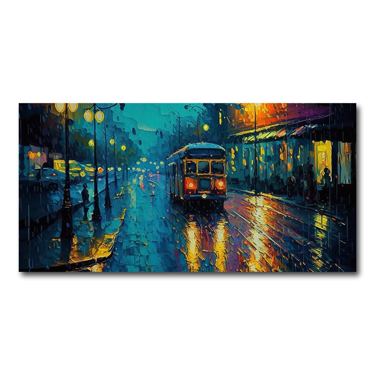 AUTO-MOCKUP WHITE | Street Car on a Rainy Evening | 1 Piece | Gallery Wrap Canvas | group=2x1