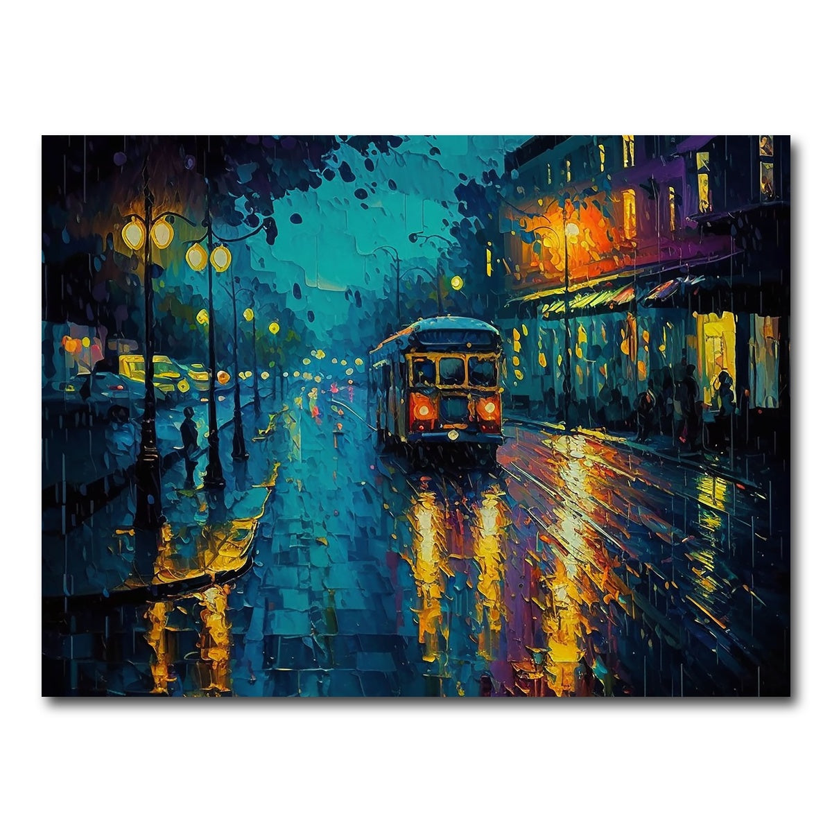 AUTO-MOCKUP WHITE | Street Car on a Rainy Evening | 1 Piece | Gallery Wrap Canvas | group=4x3