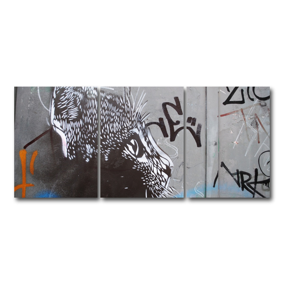 AUTO-MOCKUP WHITE | Street art cat | 3 Piece | Gallery Wrap Canvas | group=18x24