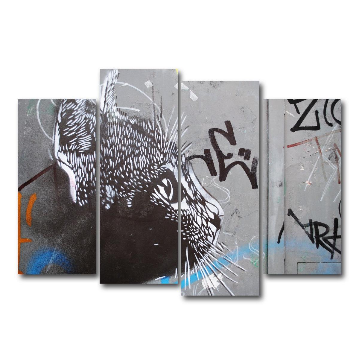 AUTO-MOCKUP WHITE | Street art cat | 4 Piece | Gallery Wrap Canvas | group=4_normal