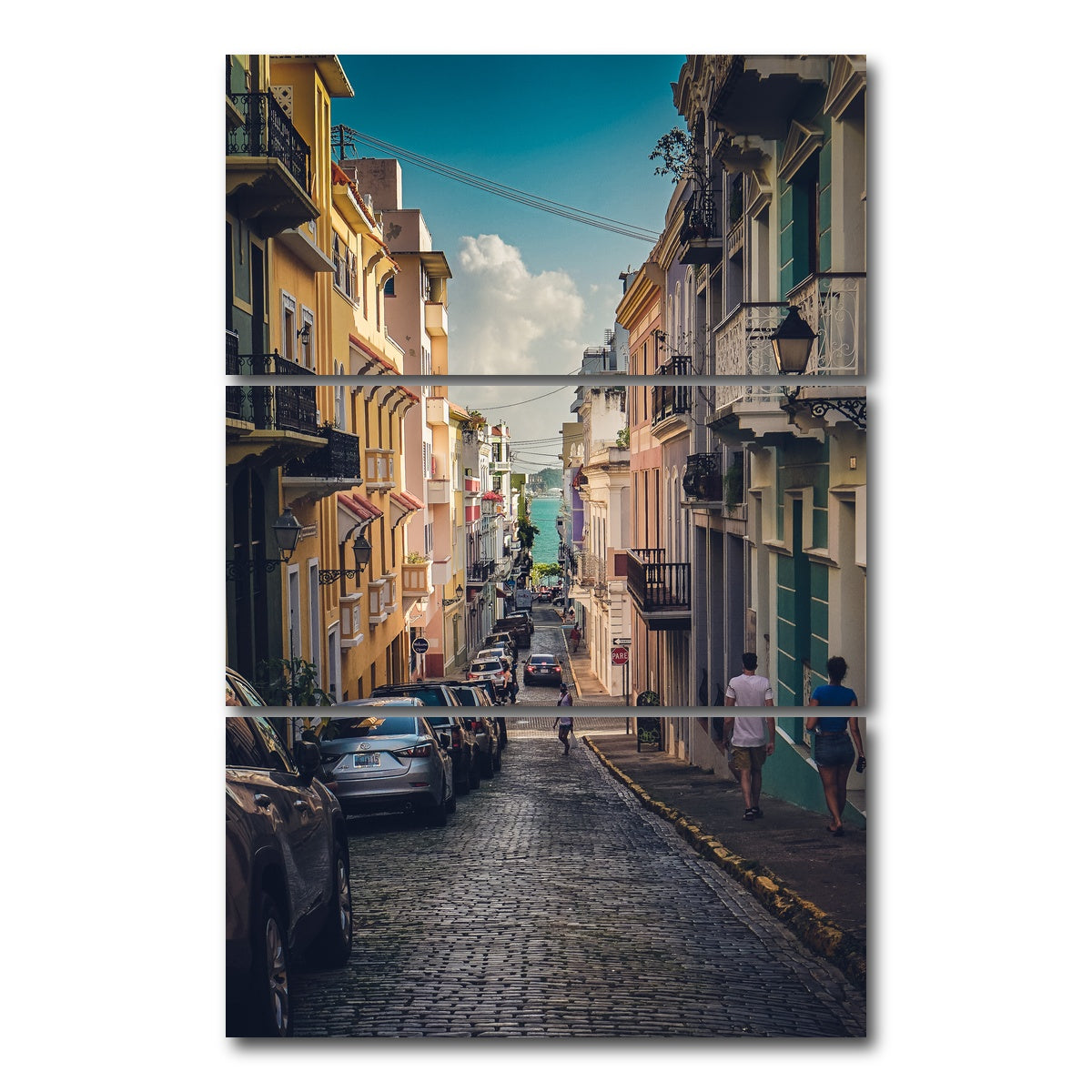 AUTO-MOCKUP WHITE | Street of San Juan Puerto Rico | 3 Piece | Gallery Wrap Canvas | group=12x24_stacked