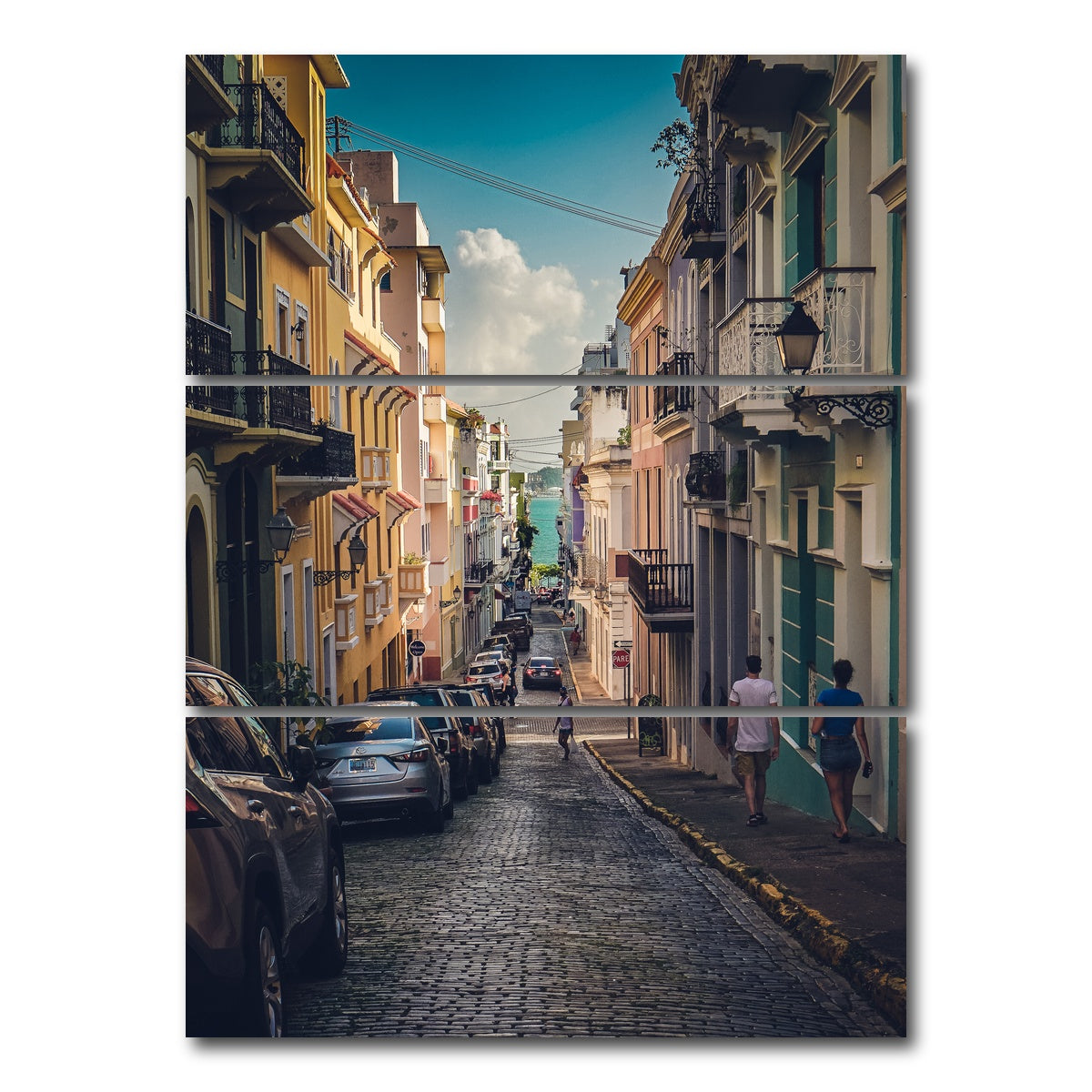 AUTO-MOCKUP WHITE | Street of San Juan Puerto Rico | 3 Piece | Gallery Wrap Canvas | group=8x18_stacked