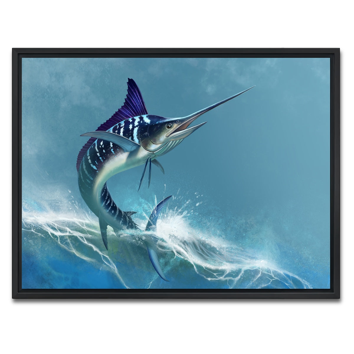 AUTO-MOCKUP WHITE | Striped marlin on sea | 1 Piece | Black Framed Canvas | group=4x3
