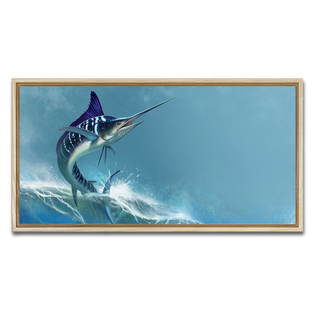 AUTO-MOCKUP WHITE | Striped marlin on sea | 1 Piece | Natural Framed Canvas | group=2x1