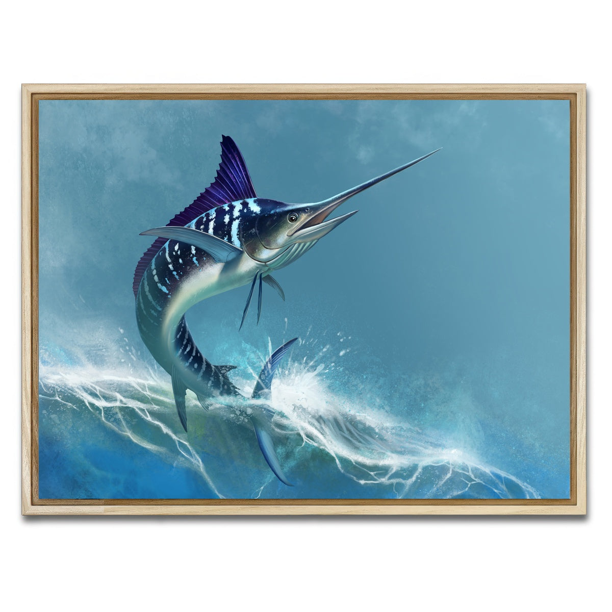 AUTO-MOCKUP WHITE | Striped marlin on sea | 1 Piece | Natural Framed Canvas | group=4x3
