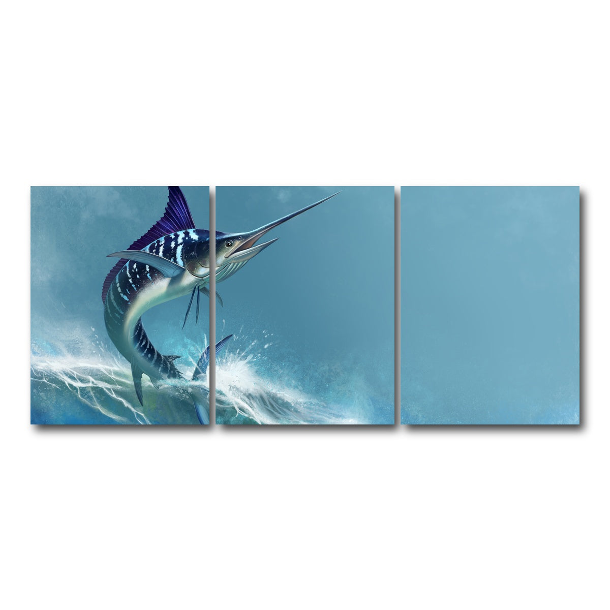 AUTO-MOCKUP WHITE | Striped marlin on sea | 3 Piece | Gallery Wrap Canvas | group=18x24
