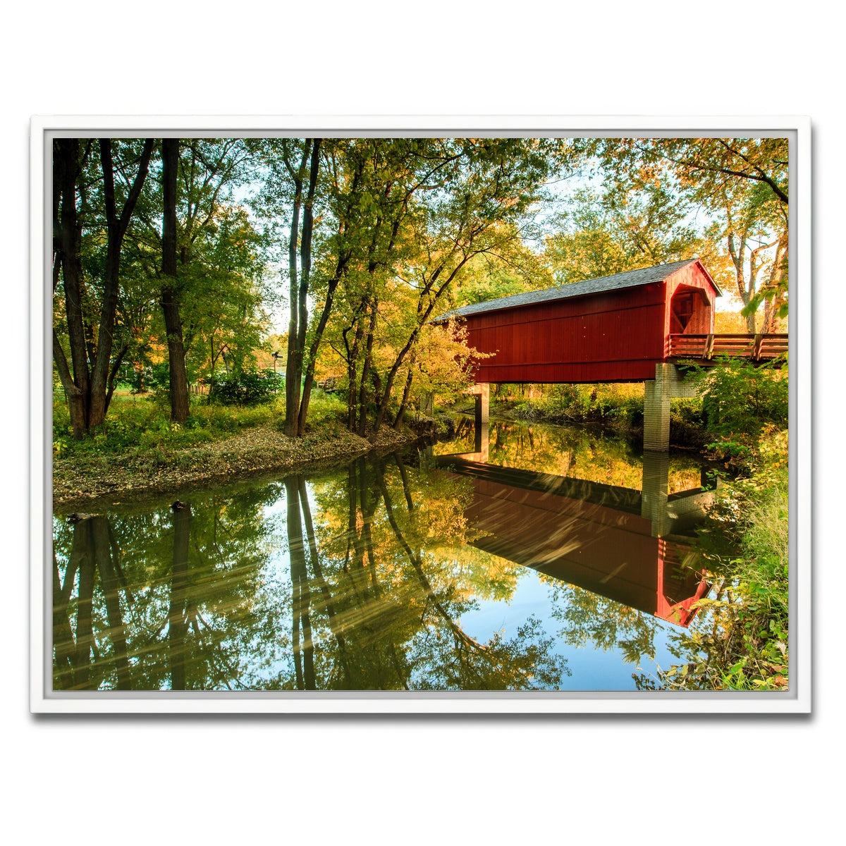 AUTO-MOCKUP WHITE | Sugar Creek Covered Bridge | 1 Piece | White Framed Canvas | group=4x3