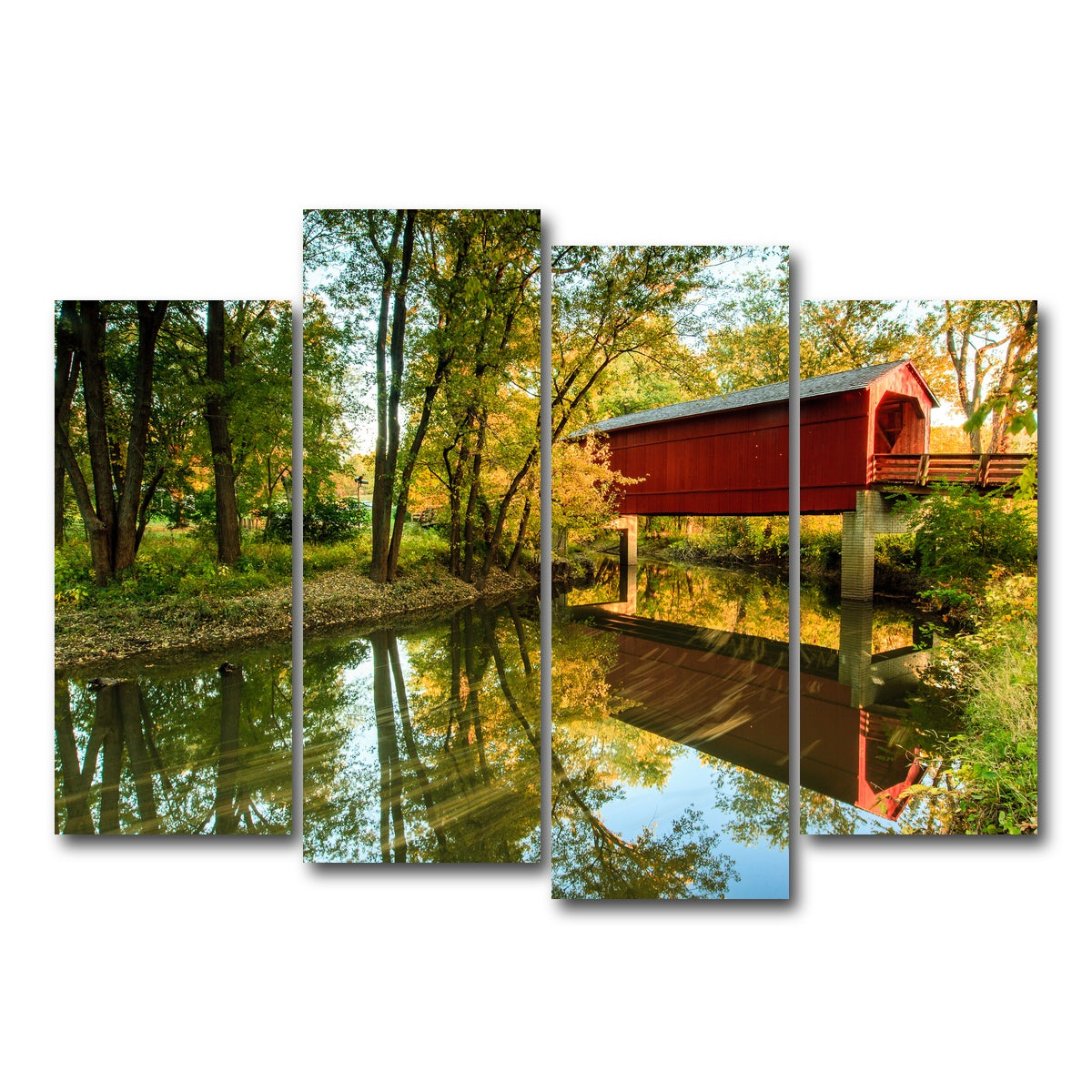 AUTO-MOCKUP WHITE | Sugar Creek Covered Bridge | 4 Piece | Gallery Wrap Canvas | group=4_normal