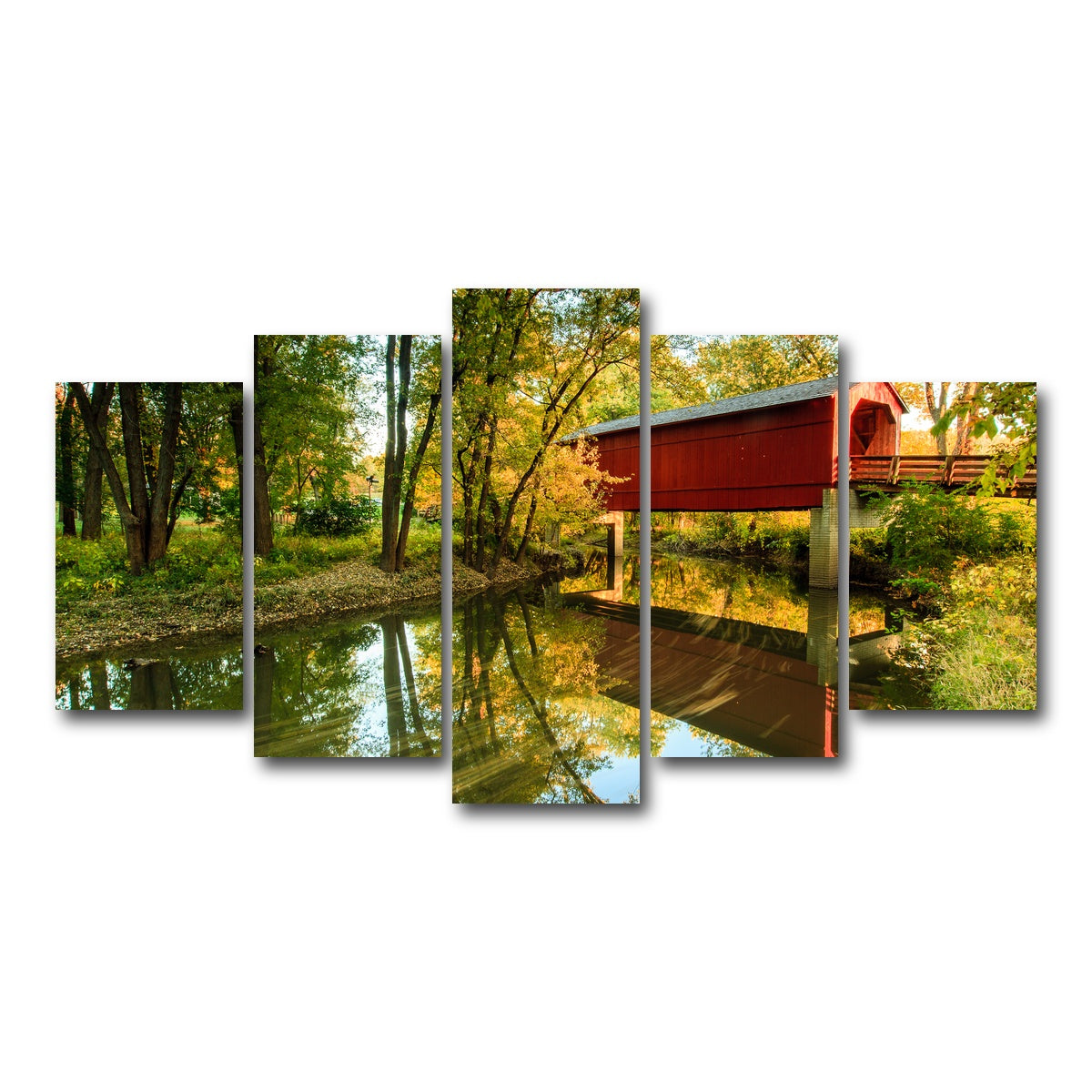AUTO-MOCKUP WHITE | Sugar Creek Covered Bridge | 5 Piece | Gallery Wrap Canvas | group=5_normal