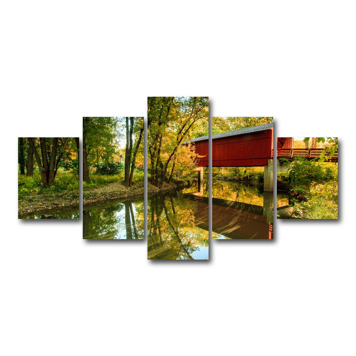 AUTO-MOCKUP WHITE | Sugar Creek Covered Bridge | 5 Piece | Gallery Wrap Canvas | group=5_short