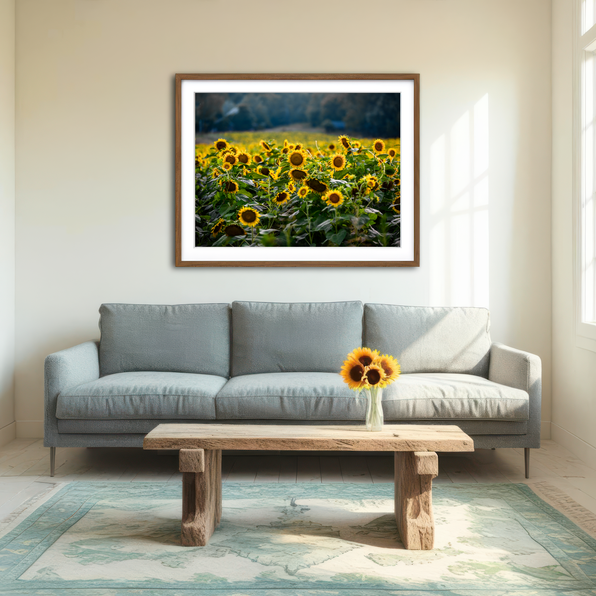 AUTO-MOCKUP ROOM | Sunflower Field Wall Art
