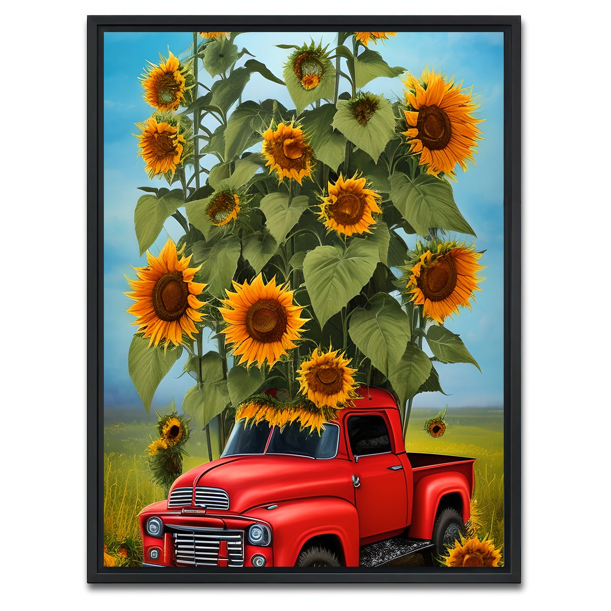 AUTO-MOCKUP WHITE | Sunflower Red Truck | 1 Piece | Black Framed Canvas | group=3x4