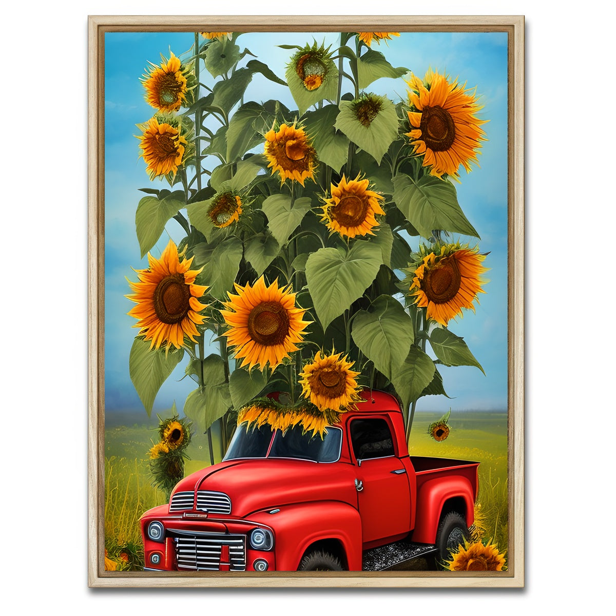 AUTO-MOCKUP WHITE | Sunflower Red Truck | 1 Piece | Natural Framed Canvas | group=3x4