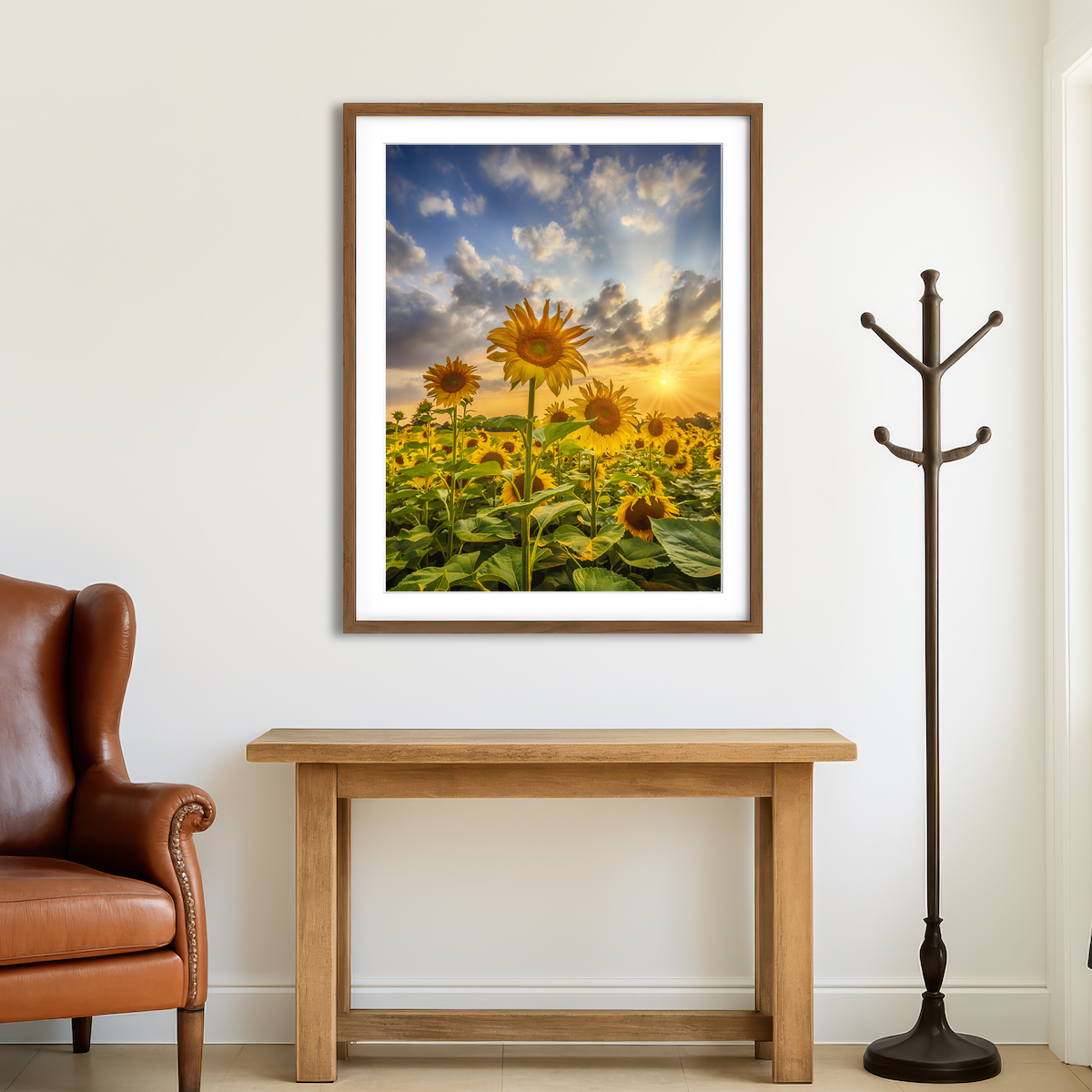 AUTO-MOCKUP ROOM | Sunflower Field at Sunset Wall Art